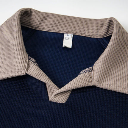 embroidered letter contrast color lapel long-sleeved top casual