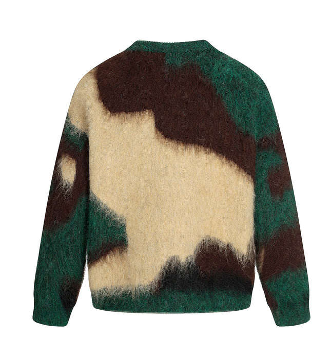 Camo Fringe Fleece Sweater