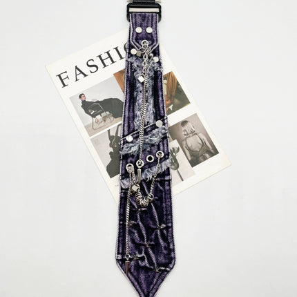 Lechao original trendy brand purple denim tie