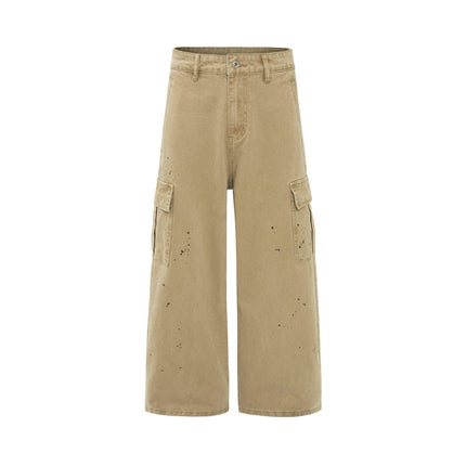 palm print design casual cargo trousers