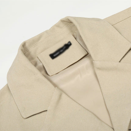 Plain cropped jacket men's solid color loose casual cleanfit high street trendy American suit collar cargo jacket