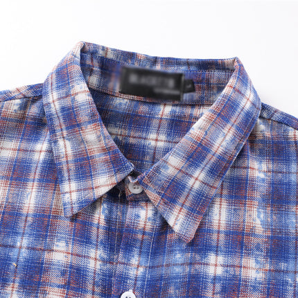 American vintage distressed plaid long sleeve