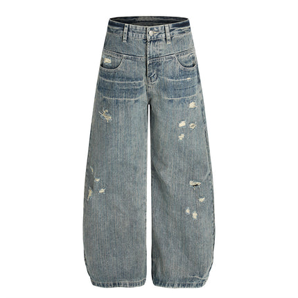 Punk ripped distressed washed jeans