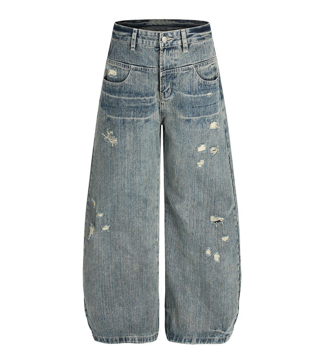 Punk ripped distressed washed jeans