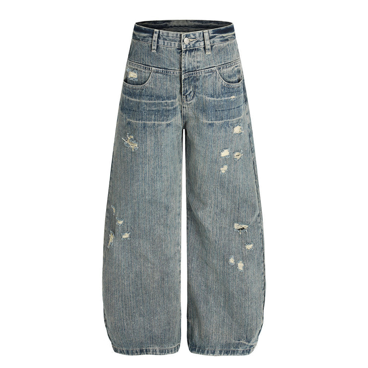 Punk ripped distressed washed jeans