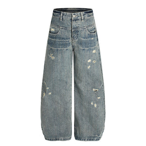 Punk ripped distressed washed jeans