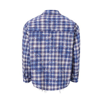 American vintage distressed plaid long sleeve