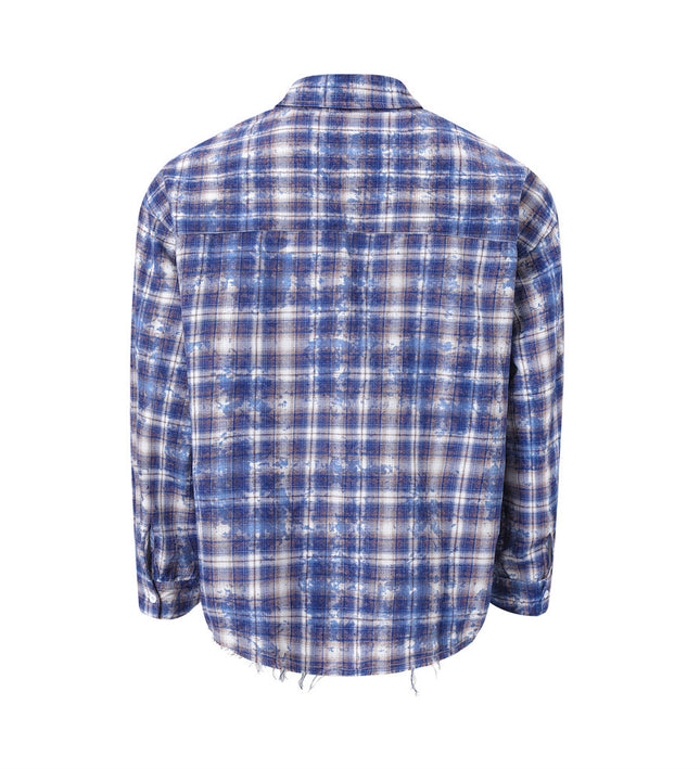 American vintage distressed plaid long sleeve
