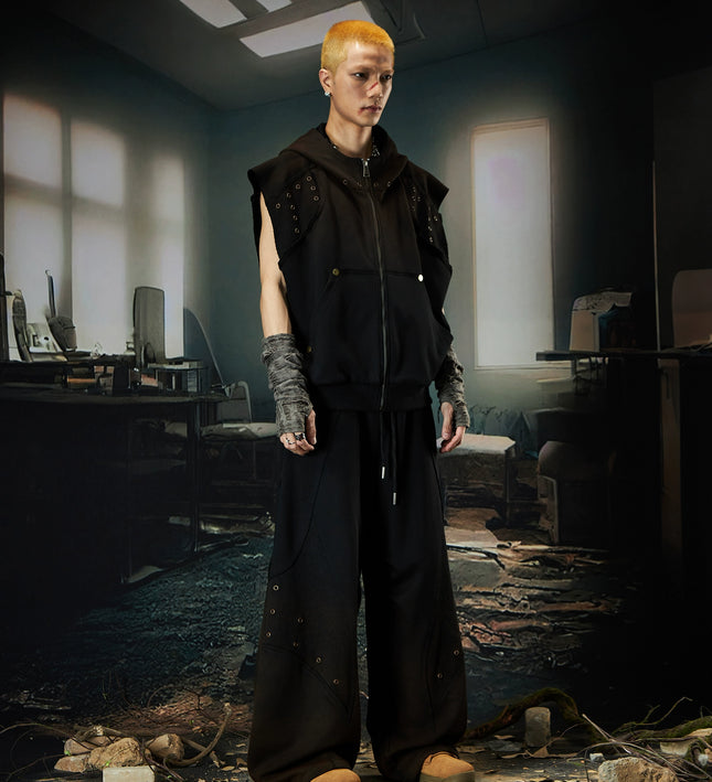Wasteland Cropped Hooded Vest & Slacks Set