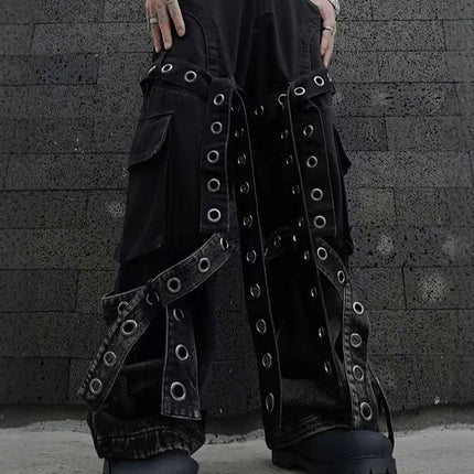 Dark retro washed shoulder pads ripped denim jacket
