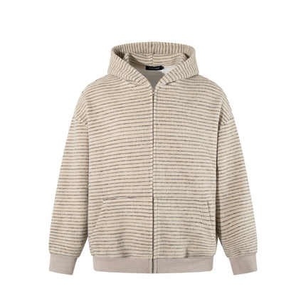 Striped Hooded Hooded Sweatshirt Jacket