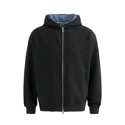 loose two-way zipper letter hooded sweatshirt