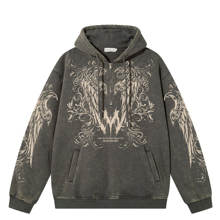 Graphic  Washed Hooded Pullover