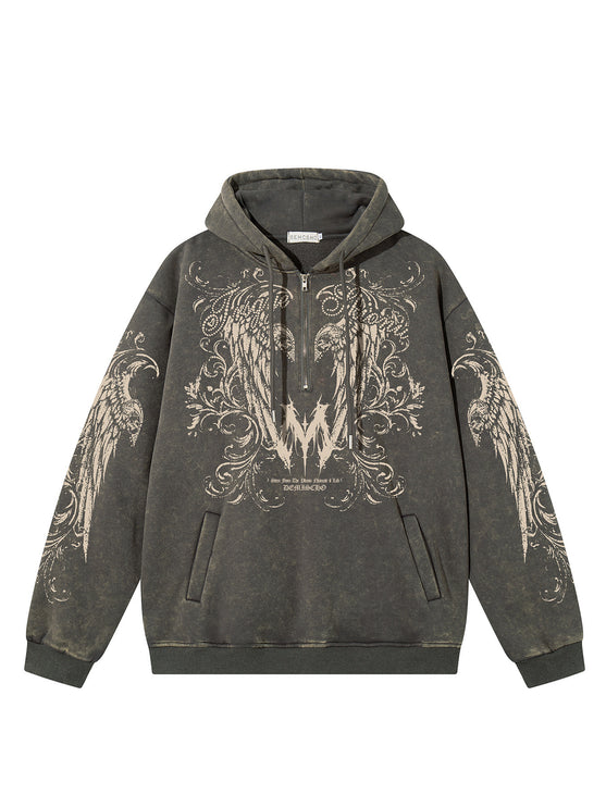 Graphic  Washed Hooded Pullover