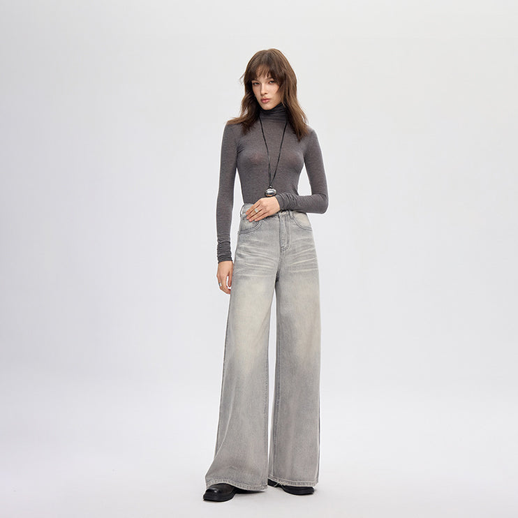 vintage silver gray wide-leg pants jeans