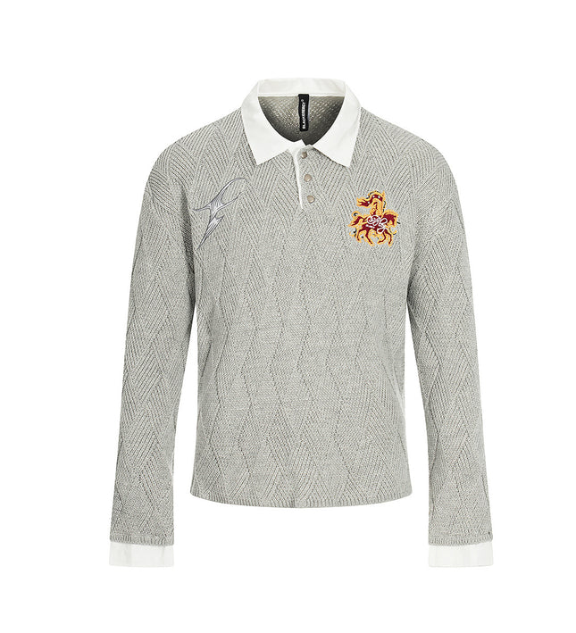 Campus Style Fake Two-Piece Sweater