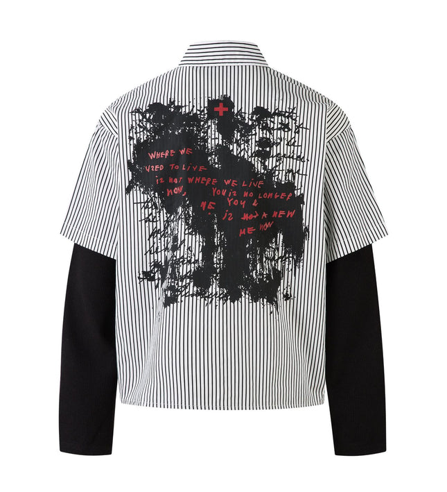 fake two-piece striped shirt with long sleeves