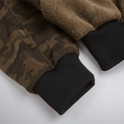Fur collar camouflage, deconstructed splicing, thickened cargo jacket