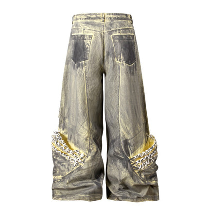 Retro Street Distressed Washed Jeans