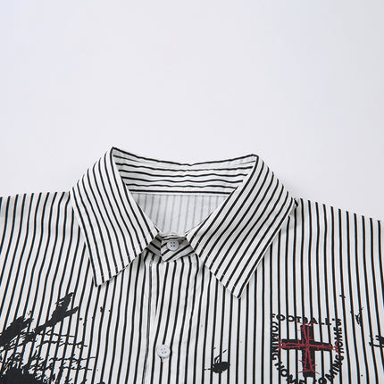 fake two-piece striped shirt with long sleeves