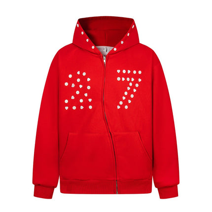 irregular twist zipper cardigan sweatshirt