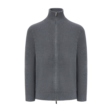 American Vintage Stand Collar Double Open Chain cleantif Knitted Cardigan