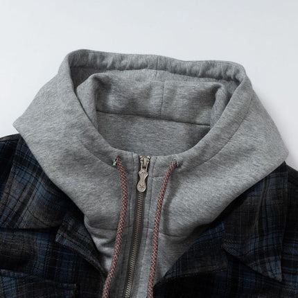 Real Shot American Vintage Check Fake Two Piece Hooded Padded Jacket