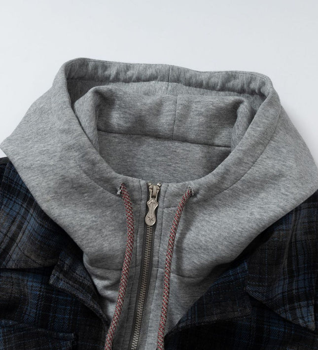Real Shot American Vintage Check Fake Two Piece Hooded Padded Jacket