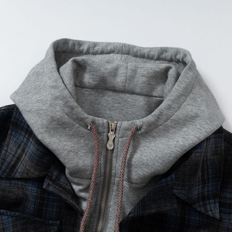 Real Shot American Vintage Check Fake Two Piece Hooded Padded Jacket