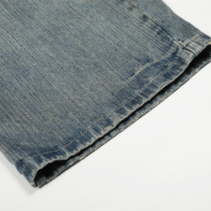 Punk ripped distressed washed jeans