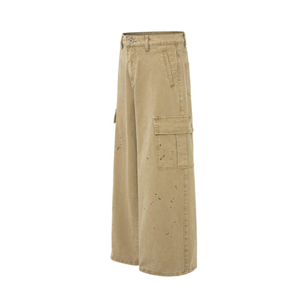 palm print design casual cargo trousers
