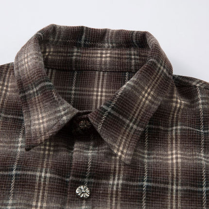 Jiayiku men's clothing 2025 autumn new American street trendy brand fake two pieces of broken ruffian handsome plaid shirt with long sleeves