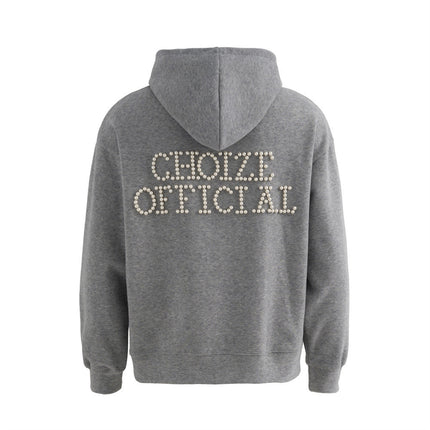 loose two-way zipper letter hooded sweatshirt