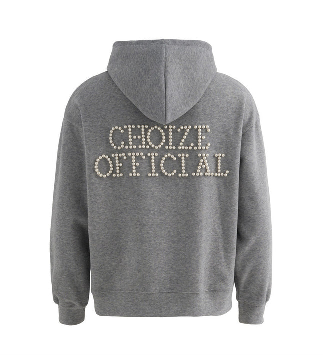 loose two-way zipper letter hooded sweatshirt