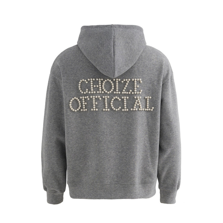 loose two-way zipper letter hooded sweatshirt