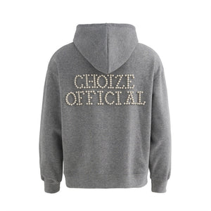 loose two-way zipper letter hooded sweatshirt