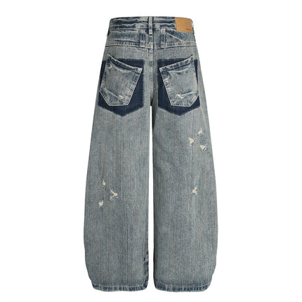 Punk ripped distressed washed jeans
