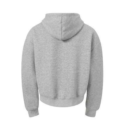 American trendy hooded sweatshirt men's autumn and winter heavy 400G design metal studded loose jacket