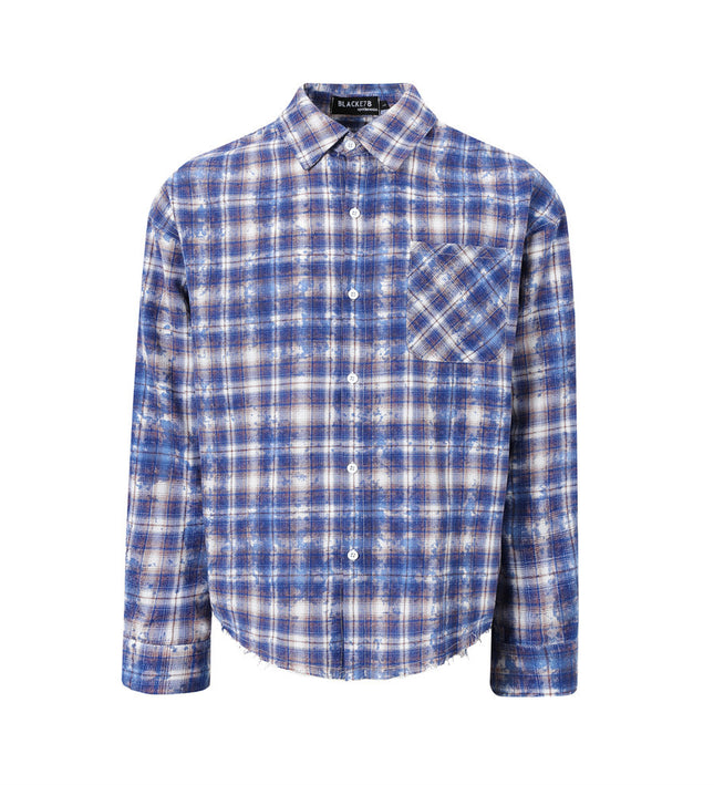 American vintage distressed plaid long sleeve