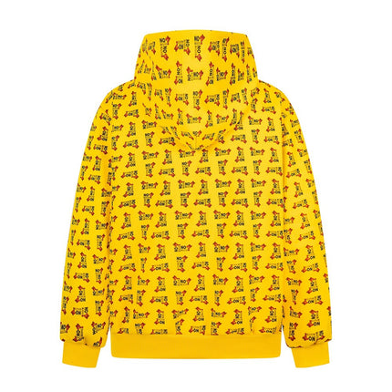 Digital print letter zip  hooded cardigan sweatshirt