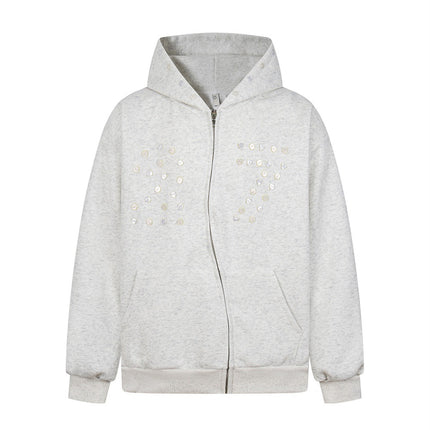 irregular twist zipper cardigan sweatshirt