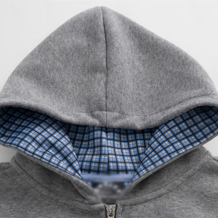 loose two-way zipper letter hooded sweatshirt