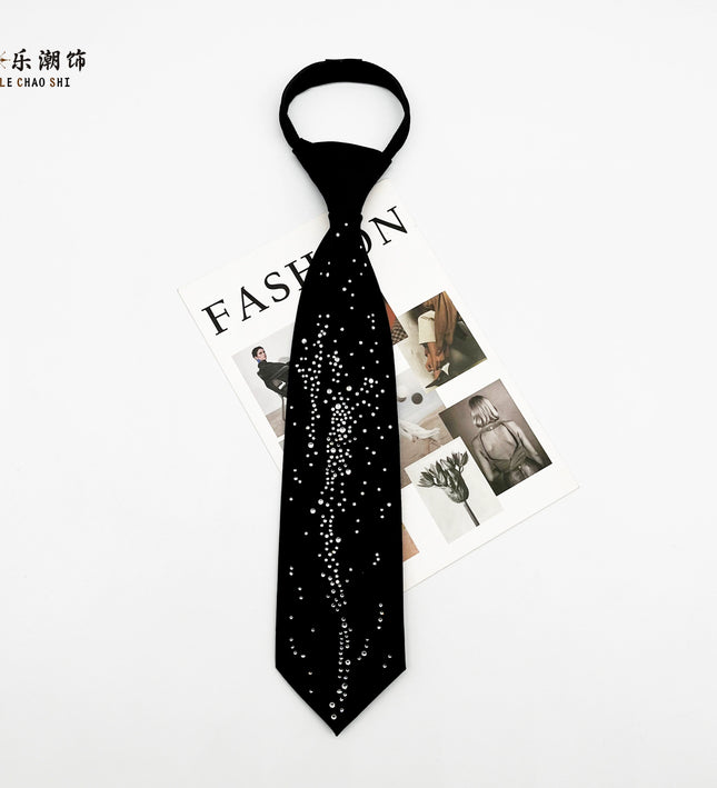 Le Chao ornament original Korean version of the fashion brand full of diamonds, meteors, hot diamonds, free shirts, ties, female romantic personality, college style men