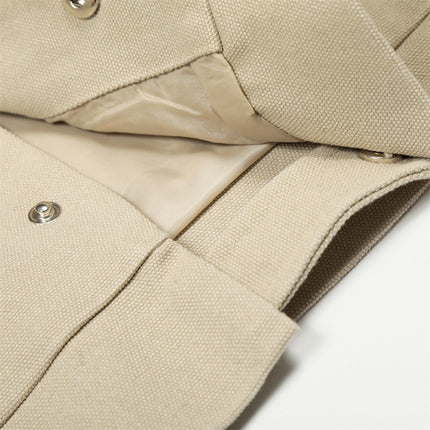 Plain cropped jacket men's solid color loose casual cleanfit high street trendy American suit collar cargo jacket