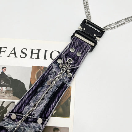 Lechao original trendy brand purple denim tie
