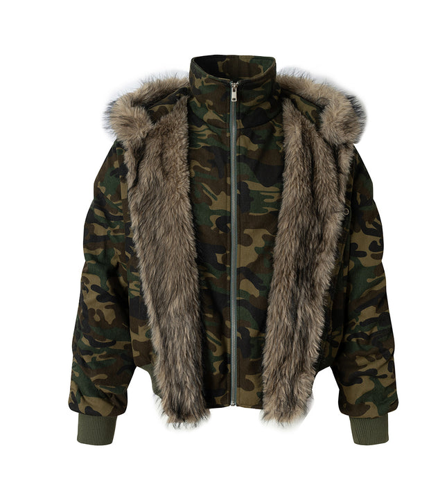 Camo Pilot Fur Collar Jacket