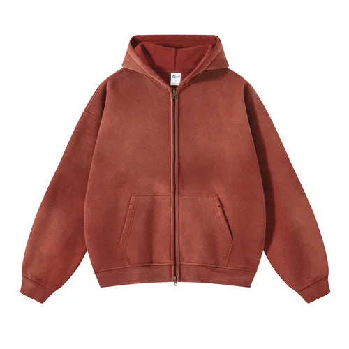 Acid-Washed Oversize Hooded Pullover—2223 - TALKLESSFASHION
