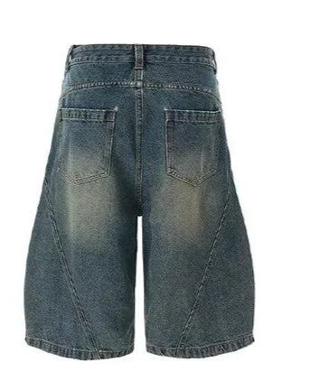 Washed Lightning Crack Denim short -0183 - TALKLESSFASHION