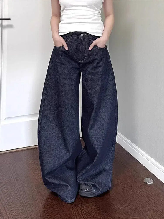 Retro camouflage spliced multi-pocket wide-leg jeans ----6202 - TALKLESSFASHION