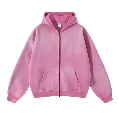 Acid-Washed Oversize Hooded Pullover—2222 - TALKLESSFASHION